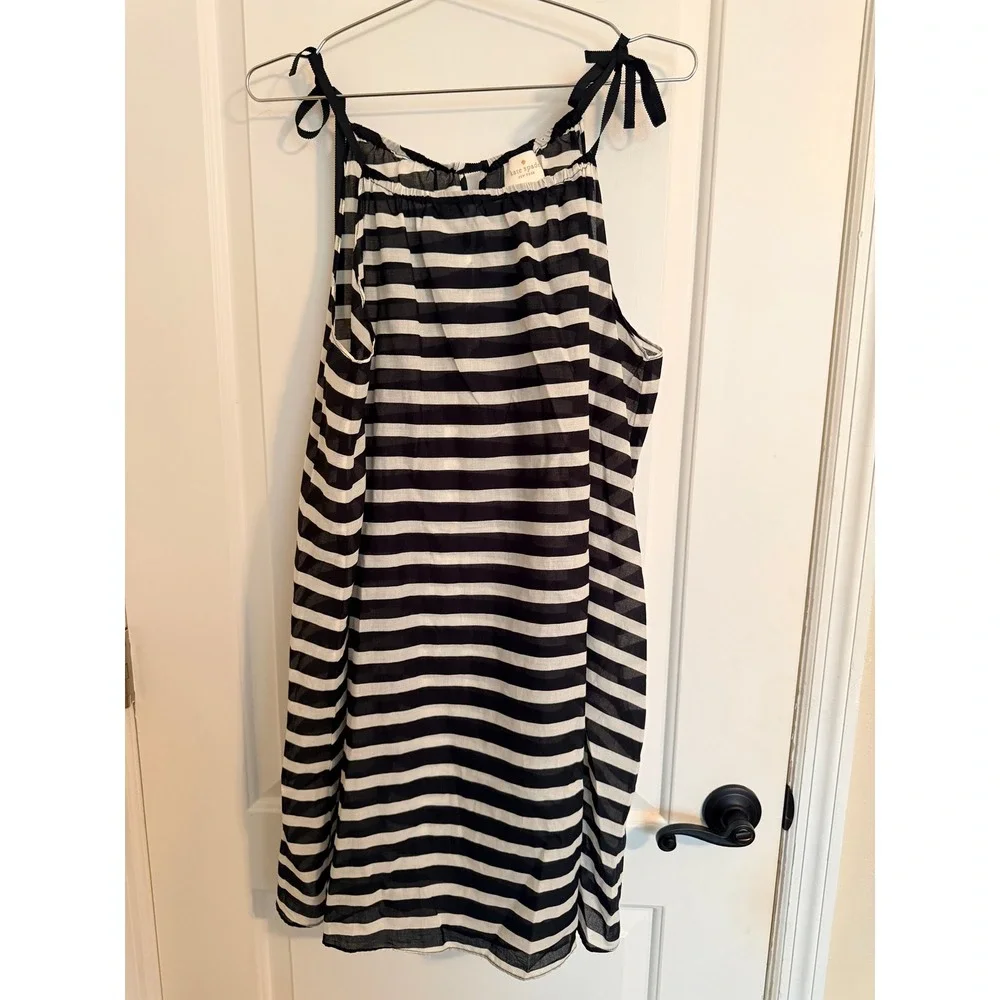 Kate Spade Swim Cover Up Women Dive Right In XS/S Black White Striped S48821